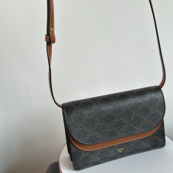 Celine Wallet  on strap in Triomphe canvas and smooth lambskin - Picture 16 of 16